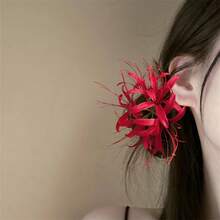 1个复古中国风红色波斯菊发夹，精致仿真花侧夹，旗袍发饰，爪夹，发卡，发夹，头饰，女士发饰，发卡 - 彩色 - 查看 2