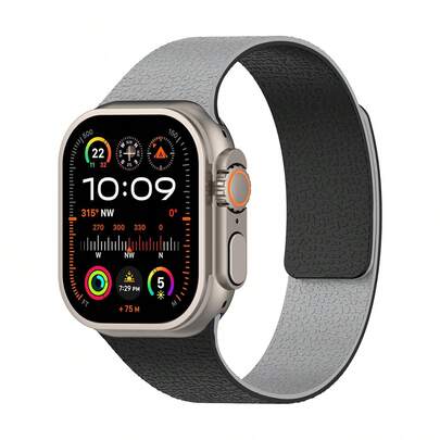 1pc Fashion Minimalist Unisex Litchi Texture Dual-Color Silicone Magnetic Watch Band, Compatible With Apple Watch 42mm, 38mm, 40mm, 41mm, 44mm, 45mm, 46mm, 49mm, Stylish Smart Watch Replacement Strap For Apple Watch Series Ultra2, Ultra SE2, SE 11, 10, 9, 8, 7, 6, 5, 4, 3, 2, 1