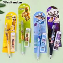 5pcs Italian Surreal Theme Mechanical Pencils - Tung Tung Tung Sahur Pencils, 4 Styles, Tung Tung Tung Sahur Design, Writing Tools, Valentine's Day, Easter, Back To School, Birthday Party Gifts - Multicolor - View 7