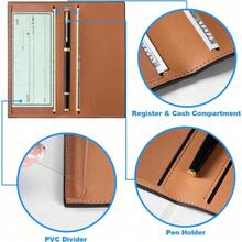 Premium Leather Checkbook Cover For Men And Women Checkbook Holder Wallet RFID Blocking - Brown Leopard - 查看 3