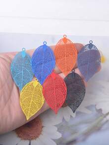 10pcs Light Golden Leaf Charms Filigree Jewelry Pendants
