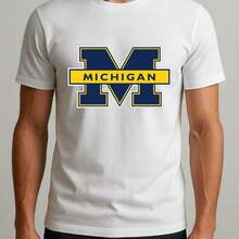 GO BLUE Michigan Letter M Graphic Tee Retro College Style Shirt - 黑色 - 查看 8
