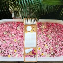 Bamboo Bathtub Tray/Bath Bridge, Adjustable From 70-105 X 21.8 X 5 Cm, Made From Natural Materials For Relaxing Bathing Experiences. - Brown - View 2