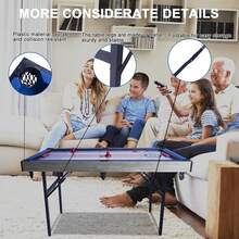 5-In-1 Multi-Functional Gaming Table, 54-Inch Foldable Portable Sports Arcade Game Set With Accessories, Mini Ping Pong Table, Foldable Gaming Table, Air Hockey Table, Pool Table Combination, Suitable For Indoor And Outdoor Use - 藍色 - 查看 5
