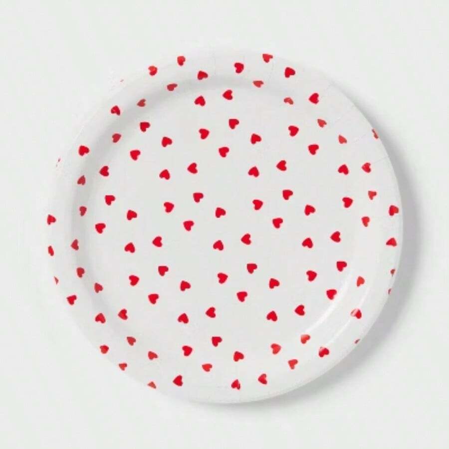 Heart Print Dinner Plates 20ct Valentine's Day Heart Print Dinner Plates - 心形圖案餐盤 - 查看 1
