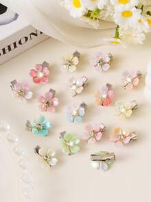 10个渐变彩色迷你花朵发夹，优雅水晶设计，可爱女孩发饰，公主发夹，适合休闲、户外、海滩、度假、Y2K风格、生日派对、返校季 - 旅行发饰（无卡片 - 袋装） - 彩色 - 查看 5