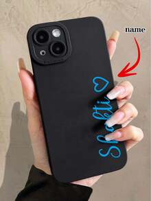 1 buah Casing Ponsel Pelindung Anti Jatuh Berbentuk Hati Berwarna-warni dengan Teks Pendek dan Nama yang Dipersonalisasi, Casing Transparan Anti Jatuh TUP, Cocok untuk S20, S21, S22, S23, S24, A12, A14, A15, A21, A22, A31, Kompatibel dengan iPhone 11/13/14/15/16 Pro Max - Hitam - View 3