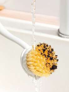 1pc Multi-Purpose Kitchen Cleaning Brush With Handle - Wooden Handle Brush, Suitable For Cleaning Pots, Dishes, And Cutting Boards, Pot Brush, Cleaning Brush - Multicolor - View 7