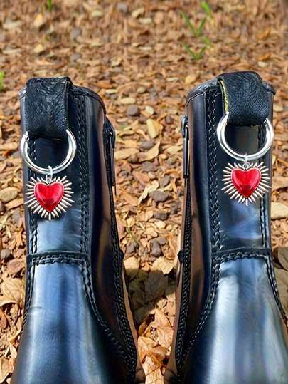 流行荆棘心形吊坠鞋扣，独特鞋靴装饰，情人节礼物，包包挂饰，钥匙扣