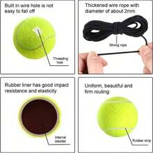 4pcs Professional Rebound Tennis Balls With Elastic Rope, Tennis Training Balls, Single-Person Elastic Rubber Ball, Tennis Training Equipment, Tennis Sports Accessories, Suitable For Coaches And Players, Durable High Elasticity, Easy To Use, Applicable For Racket Sports, Indoor Sports, Outdoor Sports Accessories, Tennis Gifts, Tennis Matches, Finger Games, Party Games, Family Entertainment, Sports Gifts, Party Gifts, Gifts For Men, Gifts For Women - Multicolor - View 9