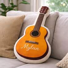 Personalized Guitar Pillow With Name, Custom Name Acoustic Guitar Plush Pillow, Music Lover Gift, Soft Decorative Pillow For Bedroom - Multicolor - View 4