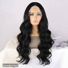 180% 13*4 Body Wave Bob Wig Short Human Blended Hair Wigs Glueless Swiss Lace Front Wig 8-36Inch Black T Part Lace Frontal Wig Pre Plucked Natural Hairline Wavy Wave Transparent Lace Frontal Wig For Women Girls - Natural & Black - View 2