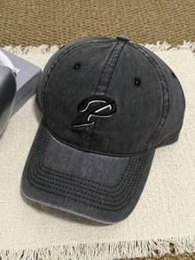 1pc Unisex P Letter Embroidery Baseball Cap, Casual Distressed Curved Brim Hat, Versatile For Daily Wear, Streetwear Style - A - View 14