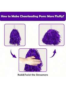 2/6个带丝带的啦啦队彩球，舞蹈表演道具，方块舞游戏道具，适用于足球、篮球、美式橄榄球和体育表演、团队运动、舞蹈和啦啦队表演