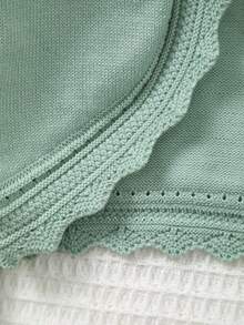 Baby Girls' Elegant Hollow Lace Knit Cardigan Shawl, A Gift For Baby! Autumn/Winter - Cadet Blue - View 5