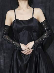 1件装女士极简缎面歌剧手套，派对及嘉年华配饰 - 彩色 - 查看 11