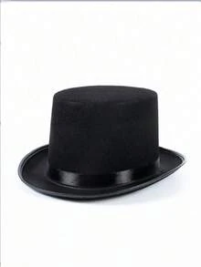1pc New Magician Top Hat, Black Gentleman Jazz Hat, Korean Fashion Casual Unisex British Style - Black - View 3