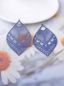 10pcs Filigree Fan Shape Brass Charms/Pendants For Women Earring Making - Sector - View 2