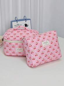 Cute Pink Cosmetic Bag For Women, Minimalist Zipper Design Multi-Functional Organizer Pouch, Travel Makeup Bag Set, Essential Makeup Bag, Pencil Case, Multi-Purpose Set Suitable For Students, Ladies, Girls, Women, Mothers, Holiday Gift, Home Decor - Multicolor - View 5