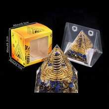 1pc Natural Crystal Ball Pyramid Ornament, Resin Wrapped Crystal Chips Home Decoration, Boxed Lucky Fengshui Desktop Small Ornament - Multicolor - View 12