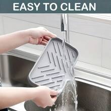 1 Piece Gray Drain Pad, Multifunctional Kitchen Drainage Countertop Pad, Suitable For Storing Sponges, Soap, Cups, And Essential Items In Home Kitchens And Bathrooms - Màu Xám nhạt - Xem 4