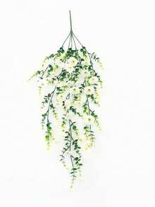 10/6/4/2/1件装仿真吊花，白色牵牛花，适合秋季装饰、婚礼、家居、办公室、花园，仿真花搭配桉树叶，抗紫外线，逼真吊挂植物，适合感恩节装饰、婚礼拱门、墙面、花园、卧室、办公室、派对装饰 - 白色 - 查看 9