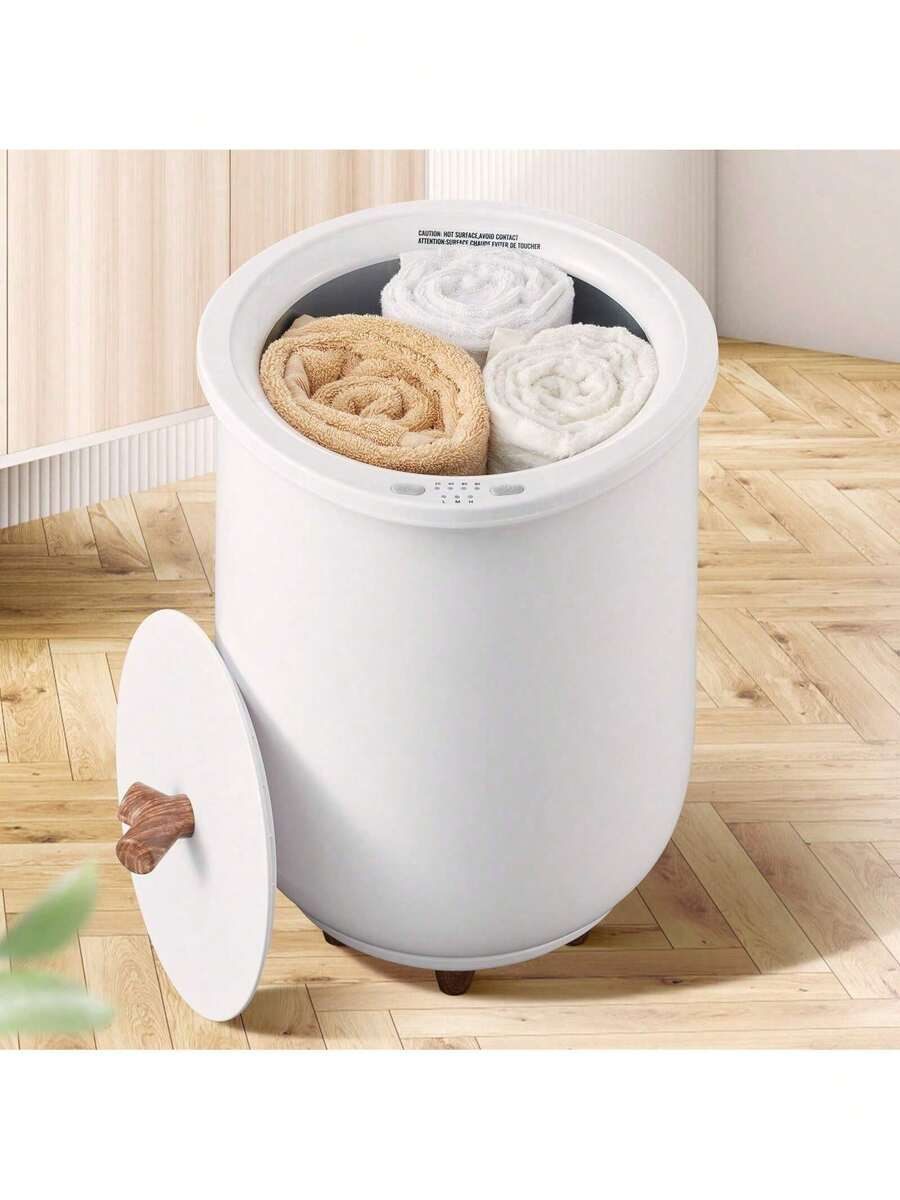 Towel Warmer Bucket, 20L Large Towel Warmer For Bathroom, Auto Shut Off Towel Heater With 4-Level Timer Fits Up To Two 40"X70" Oversized Towels, Bathrobes, Blankets, ETL & FCC Certified - White - View 1