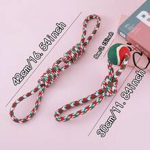 2件装圣诞宠物训练玩具，狗狗拔河绳，打结设计，耐用耐咬材质，可水洗，适合所有狗狗拉扯、投掷、咀嚼。 - 彩色 - 查看 2