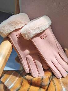 1 Pair Of Fleece-Lined Women's Cycling Gloves, Warm Cycling Gloves For Winter. - Grey - View 2