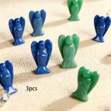 3/6/12 件装绿色和蓝色石英水晶天使吊坠，温暖疗愈，礼品，雕刻，装饰，耳环 - 東陵石 - 查看 6