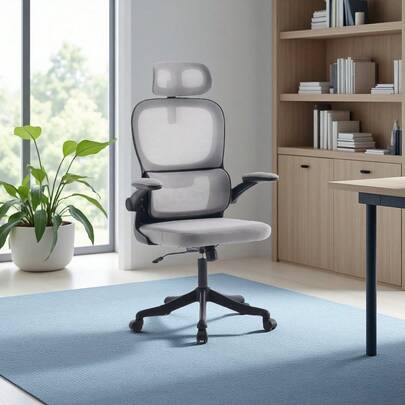 Ergonomiczny, oddychający fotel biurowy z wysokim oparciem, fotel komputerowy, wielofunkcyjny, regulowany, z zagłówkiem, zajmujący mało miejsca, łatwy w montażu. Prezent na Walentynki.