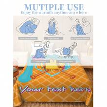 1pc Customizable Baseball Themed Fleece Blanket, Featuring Ice Cream, Sprinkles, And Waffle Texture Design, Soft & Comfortable, Machine Washable, Digital Printed Polyester Fabric, Suitable For Sofa, Bed, Travel, Camping, Living Room, Office, Seats - Great Gift For Family And Friends - Multicolor - View 8