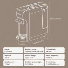 CAFELFFE 1 Unit CAFELFE 20BAR 5-In-1 Hot & Cold Capsule Coffee Machine, With 7-Level Water Volume Adjustment. 20BAR Gold Pressure Extraction System Ensures Perfect Espresso Every Time. Compatible With Nes* Capsules, Capsules, Capsules, Ground Coffee And ESEpod, With 600ml Removable Water Tank And Auto Shut-Off Function, Allowing You To Enjoy Delicious Coffee At Home And Office - EU F Type Plug(220-240V) - View 3