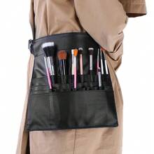 Étui organisateur de pinceaux de maquillage professionnel en polyuréthane noir avec de multiples poches pour les maquilleurs, idéal pour les voyages et un usage quotidien. - Noir - Voir 4