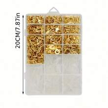 1000 Pieces Insulated Cable Connector Set With Ring, Fork And Spade Terminals, Electrical Crimping Tool Assortment For Automotive, Home And DIY Wiring Projects, Power Tools, DIY Accessories, Terminal Assortment - 金色 - 查看 8