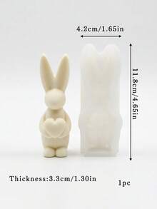 1/2pcs Hug Heart Rabbit Chocolate Silicone Mold, Easter Cake Mold, DIY Standing Rabbit Pudding Silicone Mold, Aromatherapy Candle Plaster Ornament Mold - White - View 9