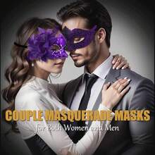 MYMENU Masquerade Mask For Women Couple Masquerade Mask For Men Shiny Venetian Mask Halloween Mask For Party Prom - Purple - View 5