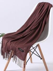 1pc Women/Men Lightweight Tassel Scarf, Elegant Neutral Colored Versatile Thin Scarf/Shawl,Soft, Warm And Windproof, Suitable For Daily Wear, Dining, Dating, Outfit For Dress - Khaki - View 35