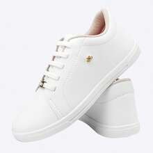 Tênis Feminino Branco Confortável Casual Sintético Estiloso - Branco - Visão 6