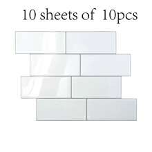 3D Glossy Subway Tile Texture Self-Adhesive Wall Sticker, Wallpaper, Wall Decal, Vinyl Sticker For Home Decor, Spring Decorations, Refresh Your Home, Rama Decorative Sticker Gift, Kitchen Decor For Birthday, Graduation