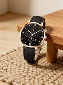 1pc Elegant Niche Business Casual Quartz Watch, Versatile Daily Wear For Men, Suitable For Daily Use, Gifts, Year-End Promotion, Singles' Day, Birthday (No Box) - Black - View 4