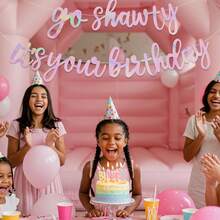 跳跃主题闪光生日快乐横幅说唱主题生日快乐标志男女生日派对用品 - 彩色 - 查看 10