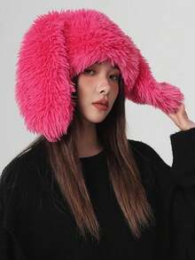 1Pc Cute Y2K Plush Hat, Cute Cartoon Rabbit Ear Decoration Casual Soft Long Fur Warm Hat, Suitable For Daily Wear, Valentine's Day Gift - Nhiều màu - Xem 9