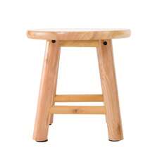 Multi-Purpose Step Stool Solid Wood Round Stool Seat Shoe Stool Footrest Kitchen Living Room Hallway - Natural - View 7