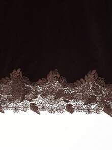 优雅女士复古缎面蕾丝天鹅绒性感吊带露背短款上衣夏季 - 咖啡棕 - 查看 7