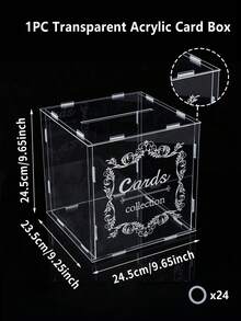 1个透明亚克力婚礼卡片盒，可作签到盒、先生和太太多功能婚礼新娘卡片收纳盒，适用于婚礼招待会、婚礼派对装饰、周年纪念日、节日、新娘送礼会、毕业典礼、婴儿派对装饰、卡片收纳盒，尺寸：30*23*18厘米