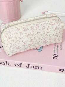 1pc Pink & Purple Violet Pencil Bag, Ins Style Stationery Pouch, Multi-Functional Cosmetic Organizer Bag ,Cute Multifunctional Storage Bag, Pencil Case, Cosmetic Bag For School, Stationery, Cosmetics, Skin Care Products, Lipstick, Brushes, Coins, Small Items,Back To School - 粉色 - 查看 1