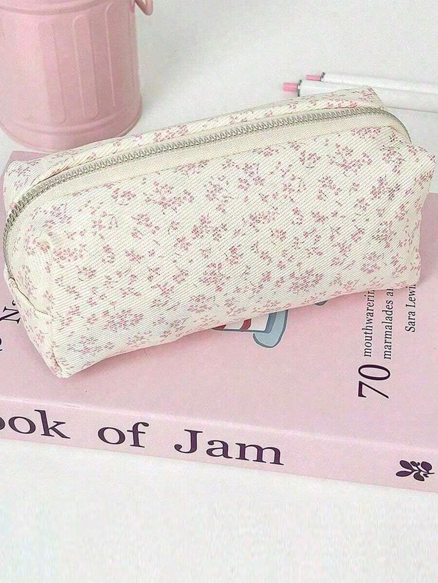 1pc Pink & Purple Violet Pencil Bag, Ins Style Stationery Pouch, Multi-Functional Cosmetic Organizer Bag ,Cute Multifunctional Storage Bag, Pencil Case, Cosmetic Bag For School, Stationery, Cosmetics, Skin Care Products, Lipstick, Brushes, Coins, Small Items,Back To School - 粉色 - 查看 1