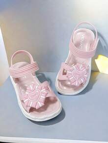 可爱水钻蝴蝶结露趾凉鞋，透气舒适，适合女孩海滩度假 - 粉色 - 查看 3