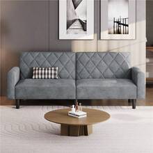 Costoffs 3-In-1 Velvet Convertible Futon Sofa Bed Upholstered Futon Couch With Diamond Tufted Design - Green - View 2